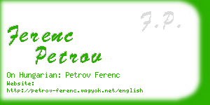 ferenc petrov business card